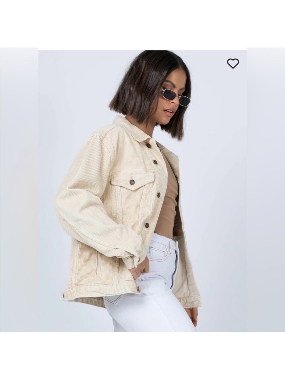 Princess Polly Beige Corduroy Shacket Jacket - Picture 2 of 6